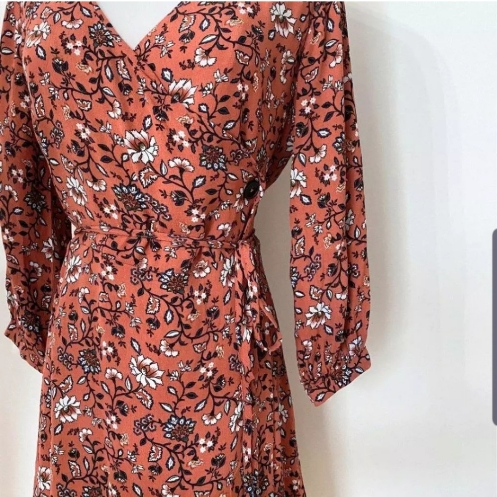 #126 Frank and Oak Ladies Flower Print Dress Size Medium - Picture 5 of 11